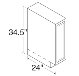 Kitchen Kompact 9"W x 34-1/2"H x 24"D DWhite Tray Cabinet, Recessed Panel - DW9T