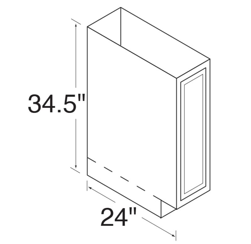 Kitchen Kompact 9"W x 34-1/2"H x 24"D DWhite Tray Cabinet, Recessed Panel - DW9T