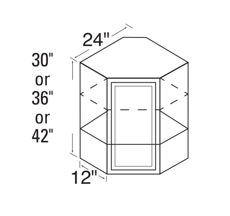Kitchen Kompact 24"W x 30"H x 12"D DWhite Diagonal Corner Wall, Recessed Panel - DW24A