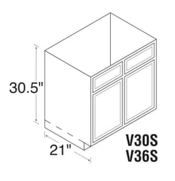 Kitchen Kompact 30"W x 34-1/2"H x 21"D DWhite Vanity Sink Base, Recessed Panel - DWV30S