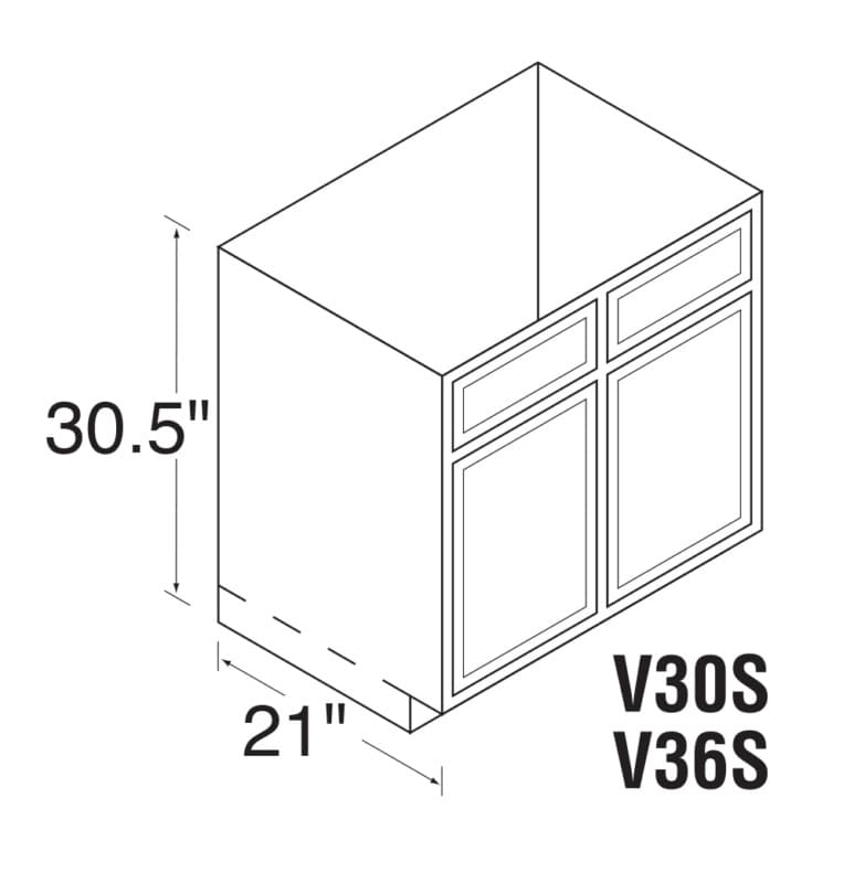 Kitchen Kompact 30"W x 34-1/2"H x 21"D DWhite Vanity Sink Base, Recessed Panel - DWV30S