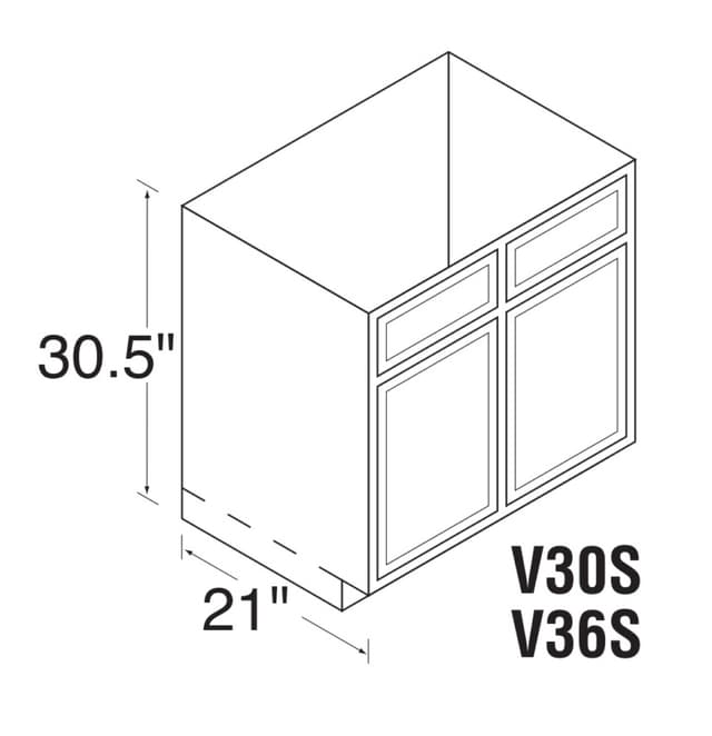 Vanity Sink Cabinet with Double-Door and Top Drawer, DWhite