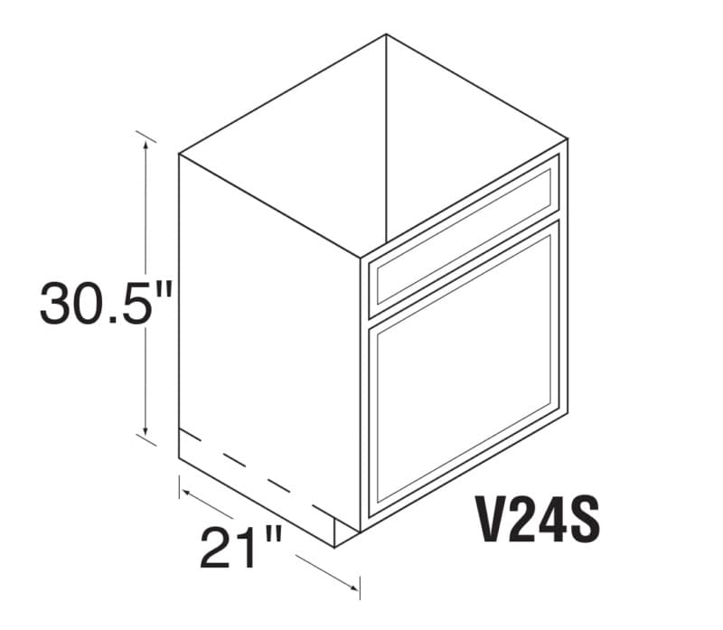 Kitchen Kompact 24"W x 34-1/2"H x 21"D DWhite Vanity Sink Base, Recessed Panel - DWV24S