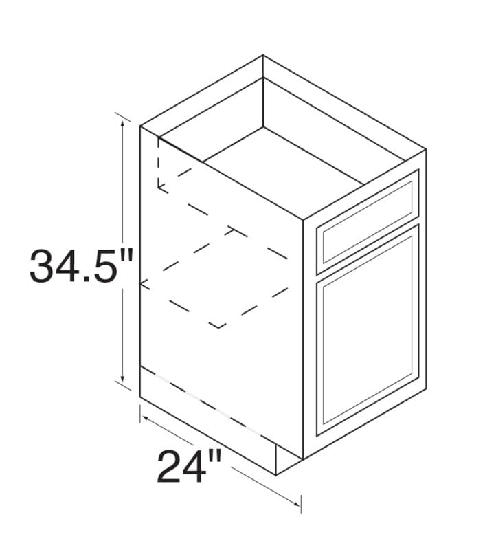 Kitchen Kompact 27"W x 34-1/2"H x 24"D DWhite Base Cabinet, Recessed Panel - DW27B