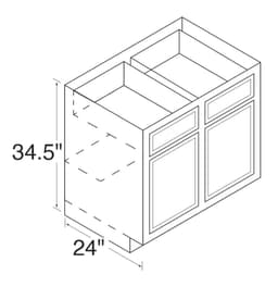 Kitchen Kompact 30"W x 34-1/2"H x 24"D DWhite Base Cabinet, Recessed Panel - DW30B