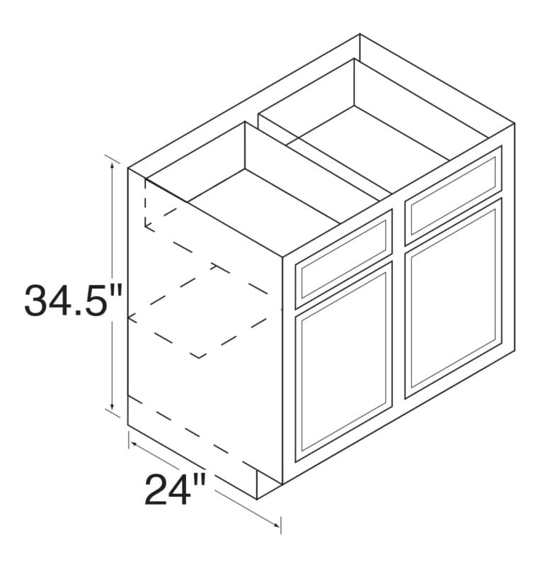 Kitchen Kompact 30"W x 34-1/2"H x 24"D DWhite Base Cabinet, Recessed Panel - DW30B