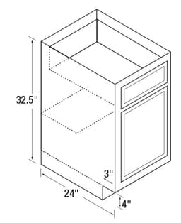 Kitchen Kompact 24"W x 32-1/2"H x 24"D DWhite Base Cabinet, Recessed Panel - DWUD24B