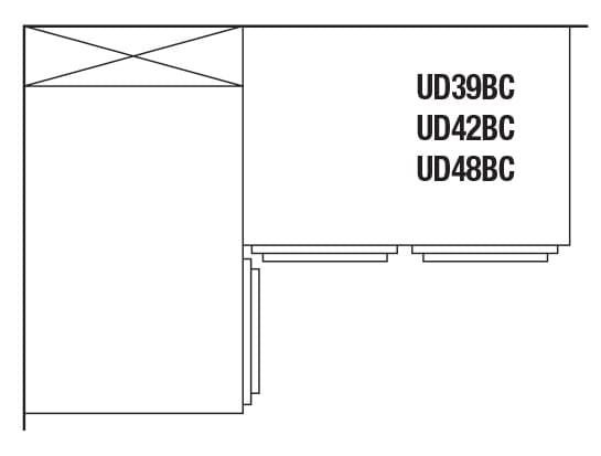 Kitchen Kompact 39"W x 32-1/2"H x 24"D Warmwood Base Corner, Recessed Panel - WWUD39BC