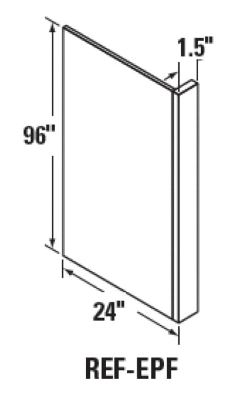 Kitchen Kompact 1/2"W x 96"H x 23-1/4"D DWhite Refrigerator End Panel, DWREF-EPF96