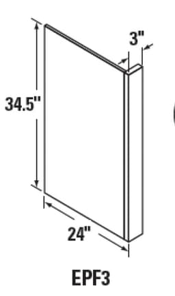 Kitchen Kompact 3"W x 34-1/2"H x 23-1/4"D DWhite End Panel Faced, DWEPF-3
