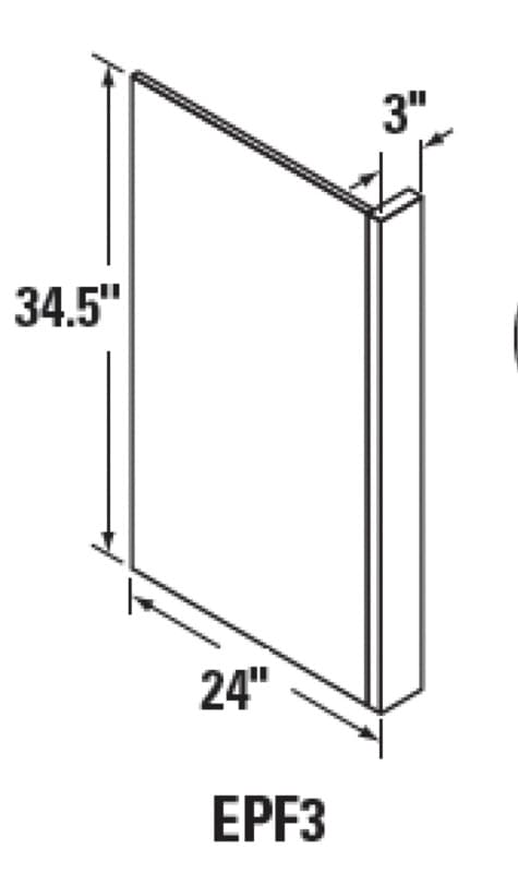 Kitchen Kompact 3"W x 34-1/2"H x 23-1/4"D DWhite End Panel Faced, DWEPF-3