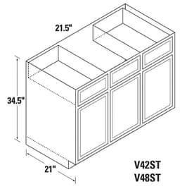 Kitchen Kompact 42"W x 34-1/2"H x 21"D DWhite Vanity Sink Base, Recessed Panel - DWV42ST
