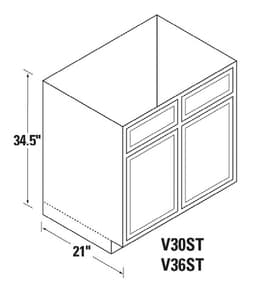 Kitchen Kompact 30"W x 34-1/2"H x 21"D DWhite Vanity Sink Base, Recessed Panel - DWV30ST