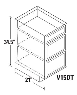 Kitchen Kompact 15"W x 34-1/2"H x 21"D DWhite Vanity Drawer Base, Recessed Panel - DWV15DT