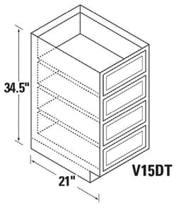 Kitchen Kompact 15"W x 34-1/2"H x 21"D Warmwood Vanity Drawer Base, Recessed Panel - WWV15DT
