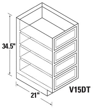 Kitchen Kompact 15"W x 34-1/2"H x 21"D Glenwood Vanity Drawer Base, Recessed Panel - GWV15DT