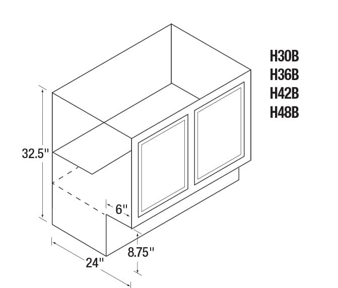 Kitchen Kompact 30"W x 32-1/2"H x 24"D Chadwood Sink Base ADA Compliant, Shaker Door - CWH30RBS