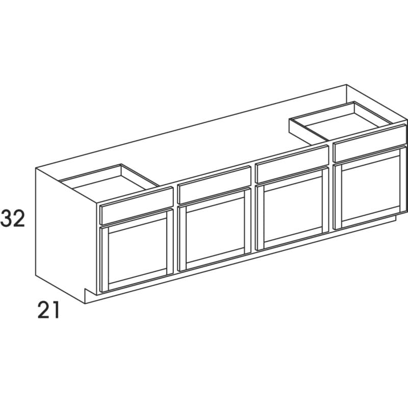 Wolf 48" x 21" x 32-1/2" Vanity Sink Drawer Base, Waverly White, UD, 3951023