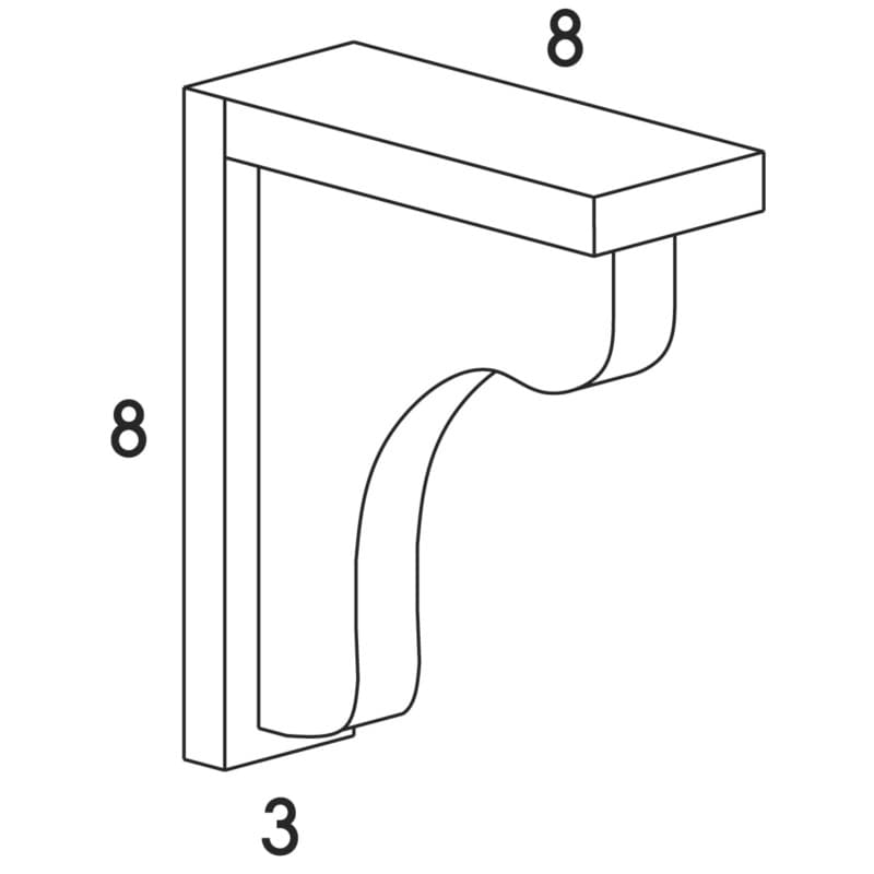 Wolf 3" x 8" x 8" Bar Bracket, Grove Sandalwood, 4194945