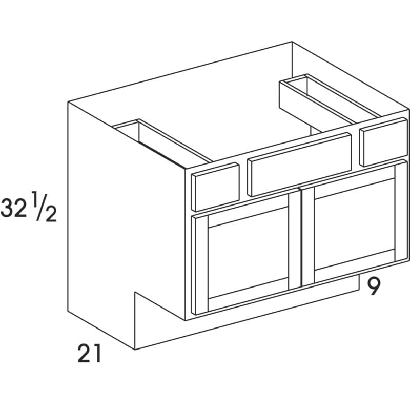 Wolf 36" x 21" x 32-1/2" Vanity Sink Drawer Base, Dartmouth Hazelnut 5PC-Front, ADA, 3947702
