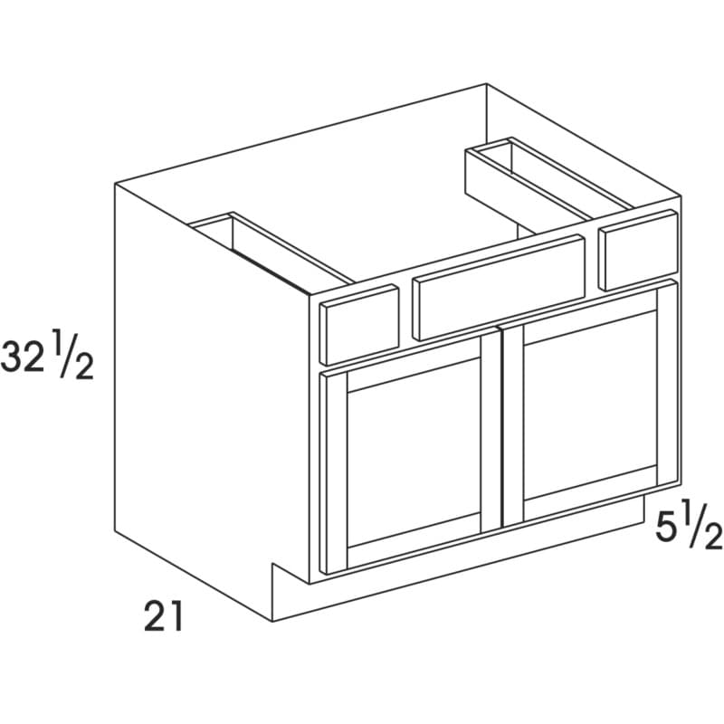 Wolf 36" x 21" x 32-1/2" Vanity Sink Drawer Base, Waverly Hazelnut, UD, 3949944