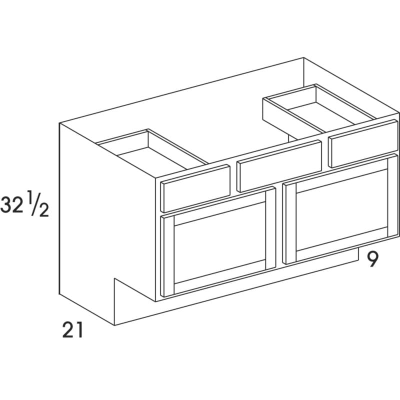 Wolf 48" x 21" x 32-1/2" Vanity Sink Drawer Base, Dartmouth Hazelnut 5PC-Front, ADA, 3947704