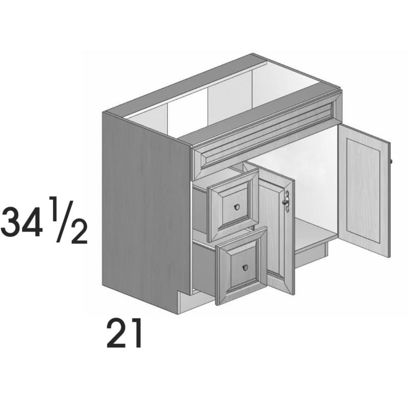 Wolf 30" x 34-1/2" x 21" Vanity Combo Cabinet, Haven Pebble, 2871206