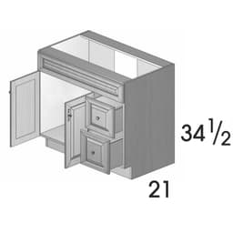 Transition Series Vanity Base Combo, Right Haven Door Style, Silk 36"W x 21"D x 34-1/2"H
