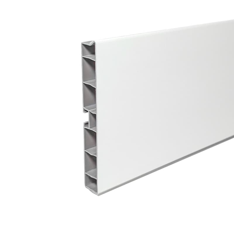 Peter Meier Plastic Toe Kick Extrusion 3-15/16"H x 10'L, Matte White Melamine Foil Finish, 15 Per Box, - TK9-10-300-003