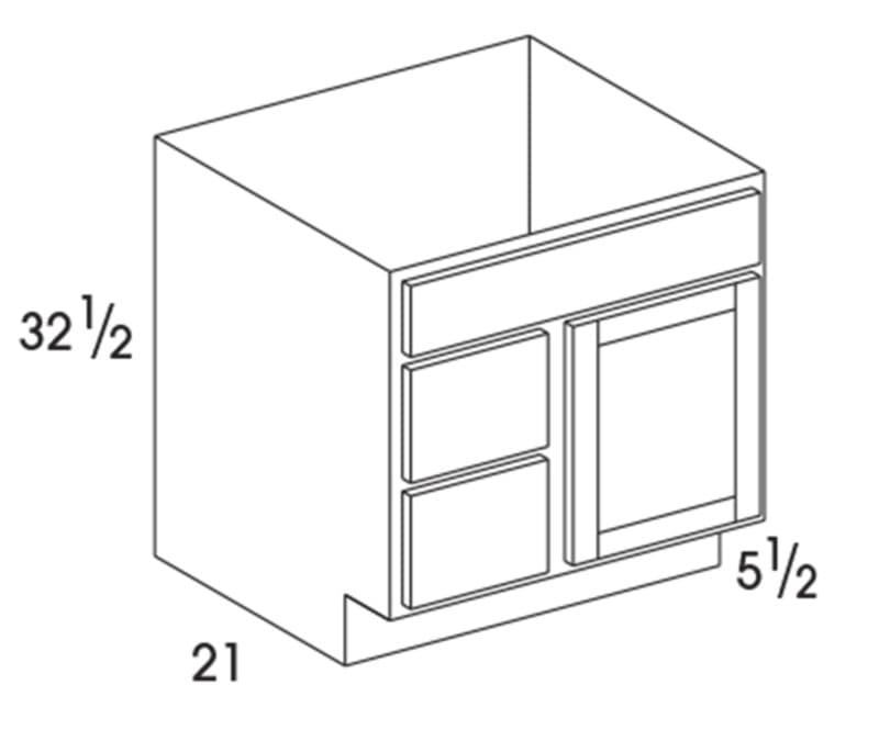 Wolf 30" x 21" x 32-1/2" Vanity Combo Cabinet, Waverly White, UD, 3950995
