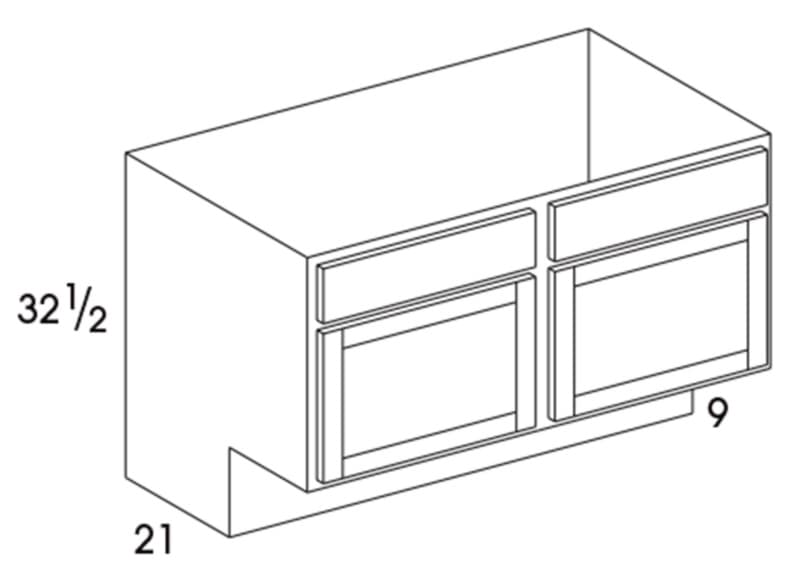 Wolf 48" x 21" x 32-1/2" Vanity Sink Base, Dartmouth Pewter 5PC-Front, ADA, 3189616