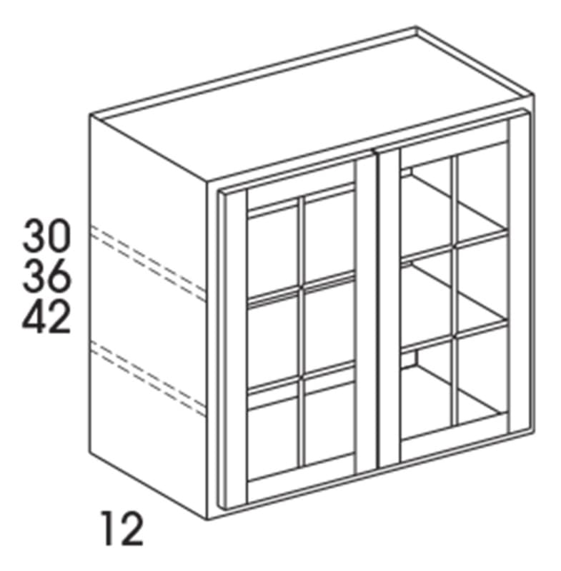 Wolf 30" x 12" x 30" Wall with Doors Prepped for Glass, Hanover Grey, 3190233