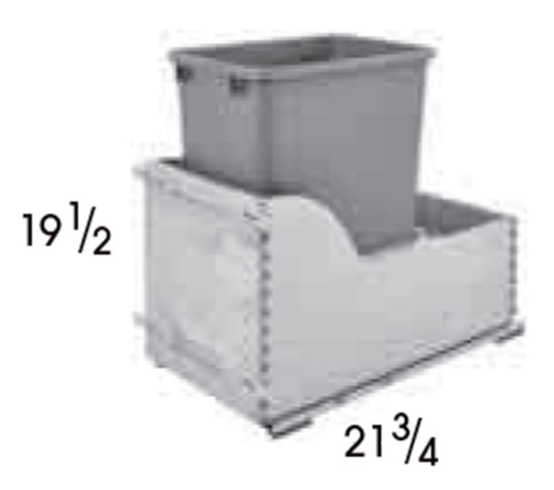 Wolf Cabinets 047 B15WB WASTE BASKET KIT 1-35QT BIN, 3949955