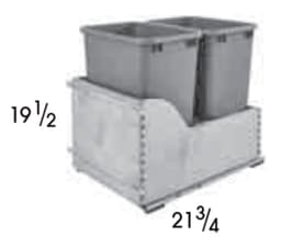 Wolf Cabinets 046 B18WB WASTE BASKET KIT 2-35QT BINS, 3948884