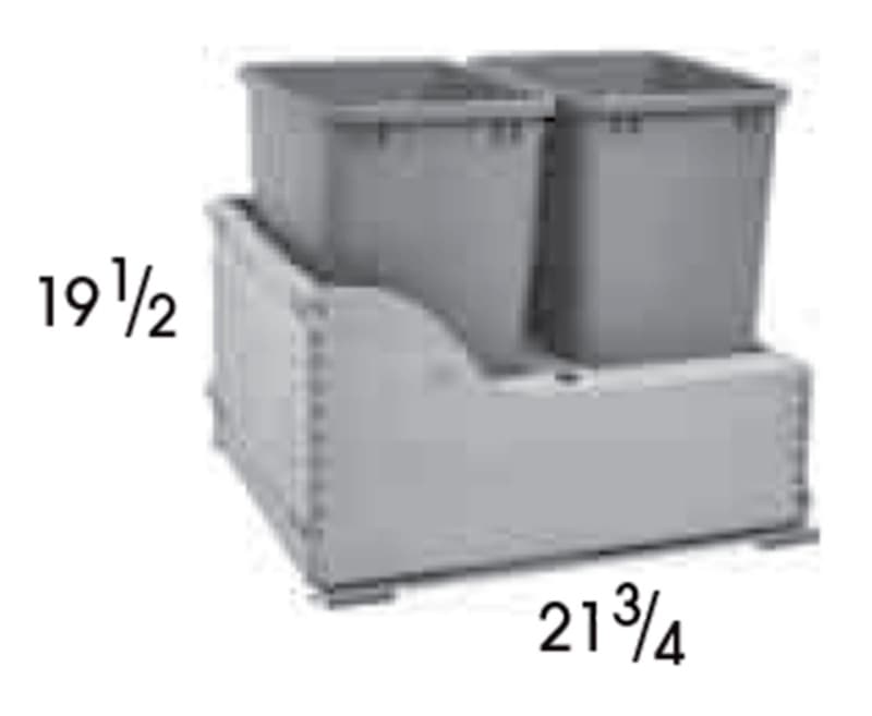 Wolf Cabinets 046 B21WB WASTE BASKET KIT 2-35QT BINS, 3948887