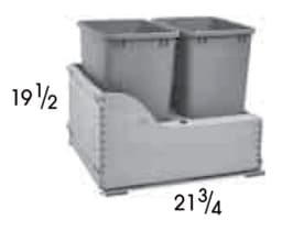 Wolf Cabinets 046 B21WB WASTE BASKET KIT 2-35QT BINS, 3948887