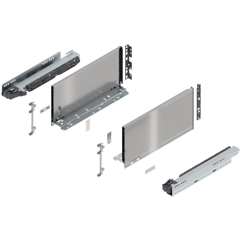 14" Legrabox Drawer System C Height, 7-0/0", 125lb Capacity Full-Extension with BLUMOTION, Stainless Steel