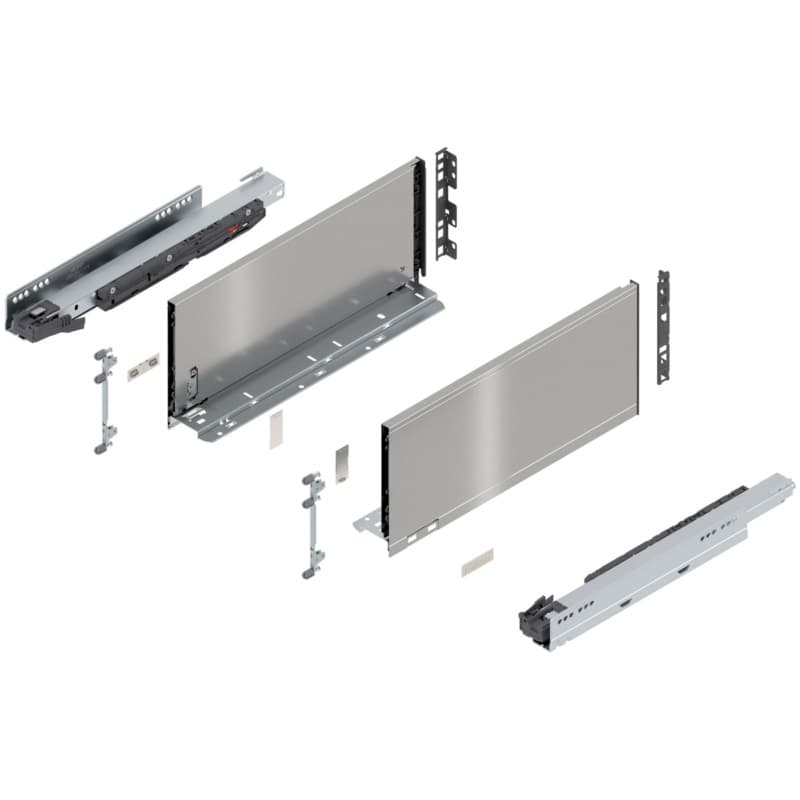 16" Legrabox Drawer System C Height, 7-0/0", 125lb Capacity Full-Extension with BLUMOTION, Stainless Steel