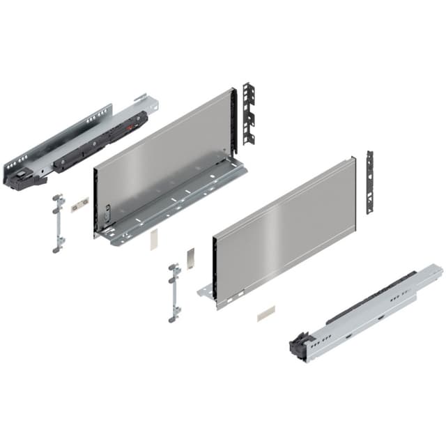 16" Legrabox Drawer System C Height, 7-0/0", 125lb Capacity Full-Extension with BLUMOTION, Stainless Steel