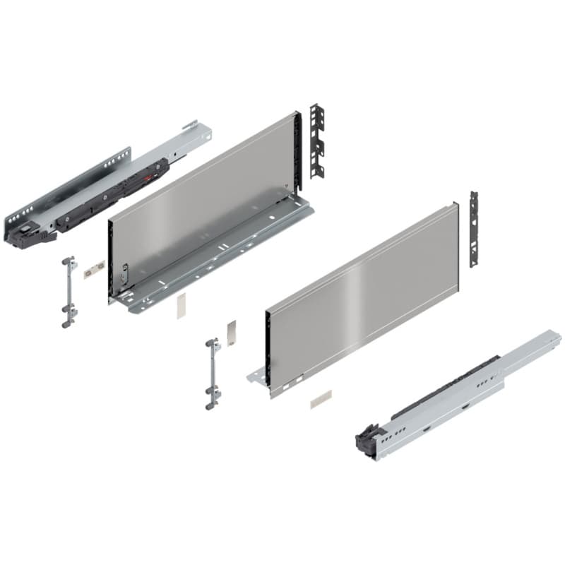 18" Legrabox Drawer System C Height, 7-0/0", 125lb Capacity Full-Extension with BLUMOTION, Stainless Steel