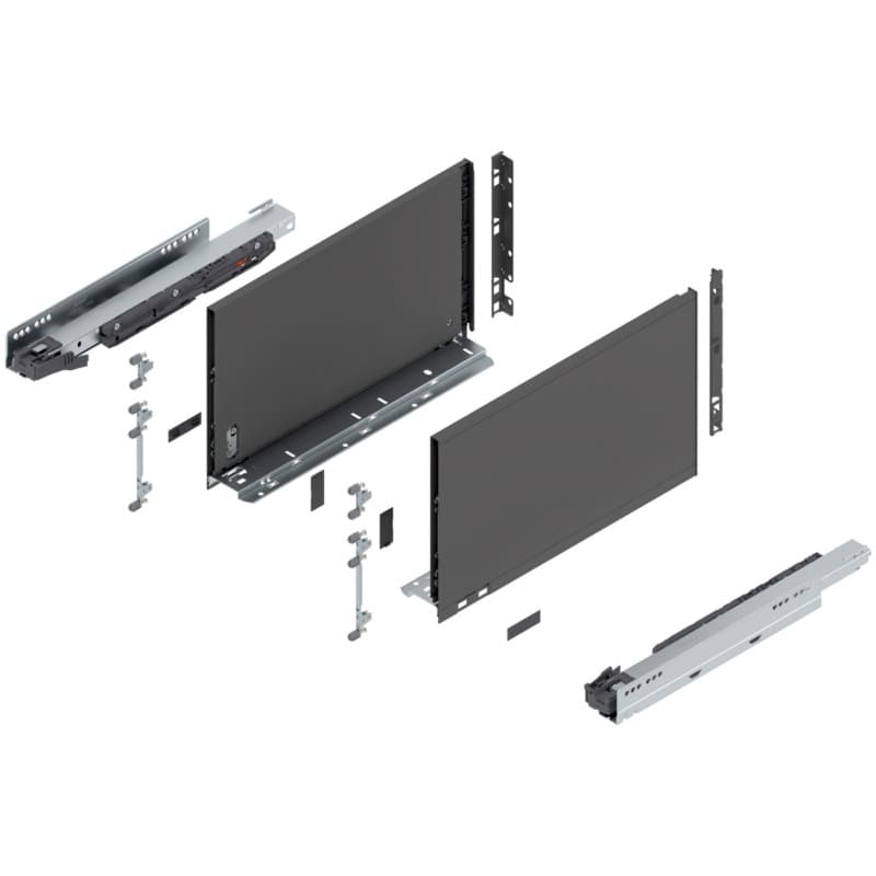 Blum LEGRABOX F-Height 16" Soft-Close Drawer Box Kit, Orion Gray Matte, 770F40S-16GR