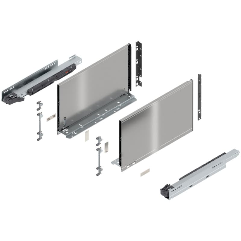 Blum LEGRABOX F-Height 16" Soft-Close Drawer Box Kit, Stainless Steel, 770F40S-16SS