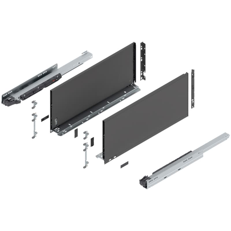 Blum LEGRABOX F-Height 22" Soft-Close Drawer Box Kit, Orion Gray Matte, 770F55S-22GR