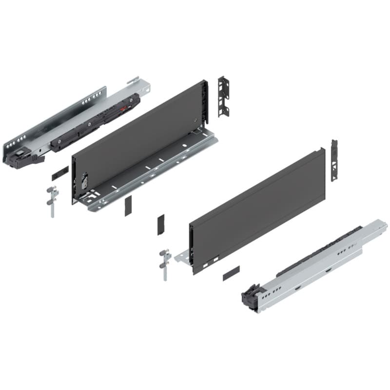 Blum LEGRABOX K-Height 16" Soft-Close Drawer Box Kit, Orion Gray Matte, 770K40S-16GR