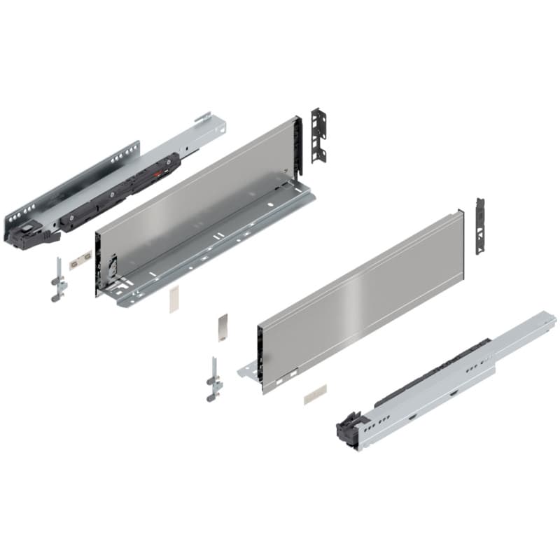 18" Legrabox Drawer System K Height, 5-1/16", 125lb Capacity Full-Extension with BLUMOTION, Stainless Steel