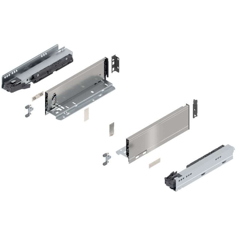 11" Legrabox Drawer System M Height, 3-9/16", 125lb Capacity Full-Extension with BLUMOTION, Stainless Steel