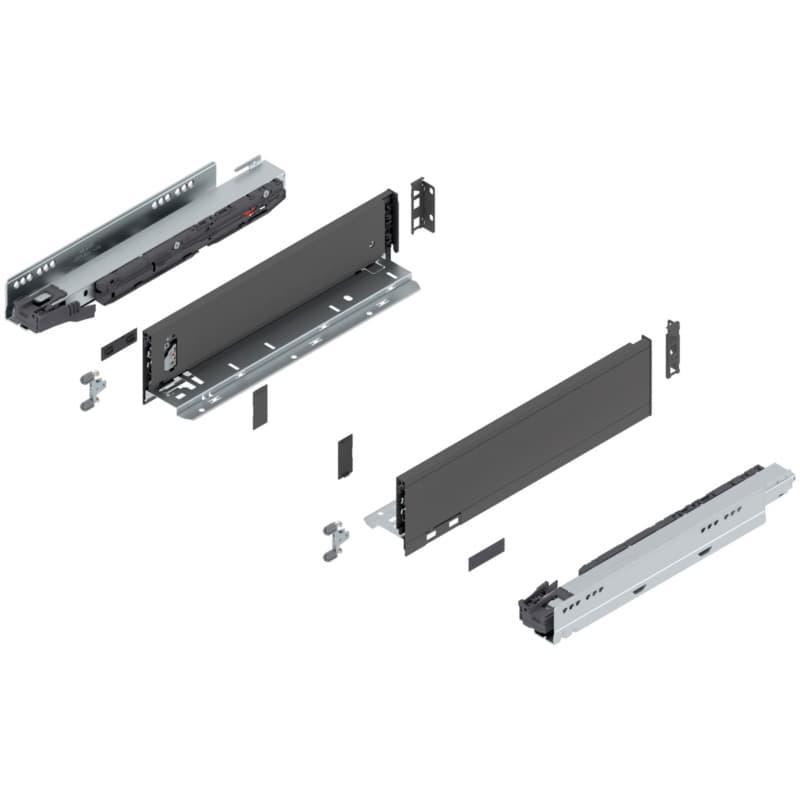 14" Legrabox Drawer System M Height, 3-9/16", 125lb Capacity Full-Extension with BLUMOTION, Orion Gray