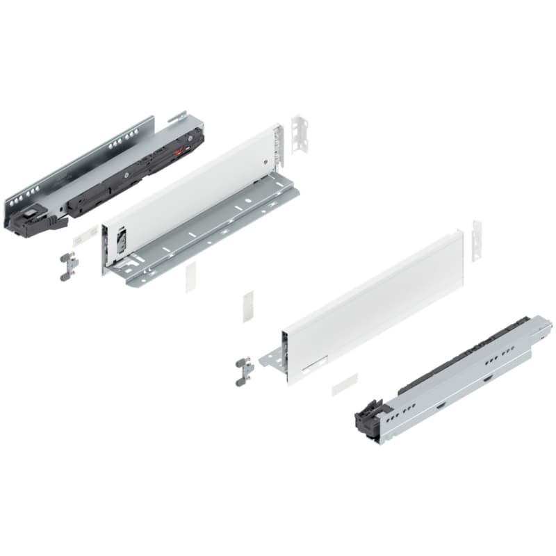 14" Legrabox Drawer System M Height, 3-9/16", 125lb Capacity Full-Extension with BLUMOTION, Silk White