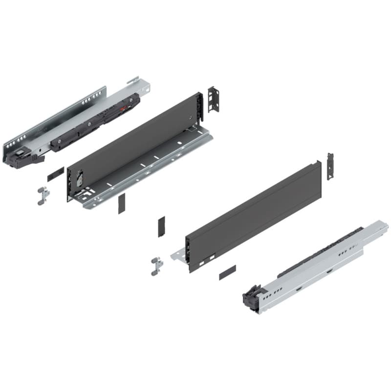 16" Legrabox Drawer System M Height, 3-9/16", 125lb Capacity Full-Extension with BLUMOTION, Orion Gray
