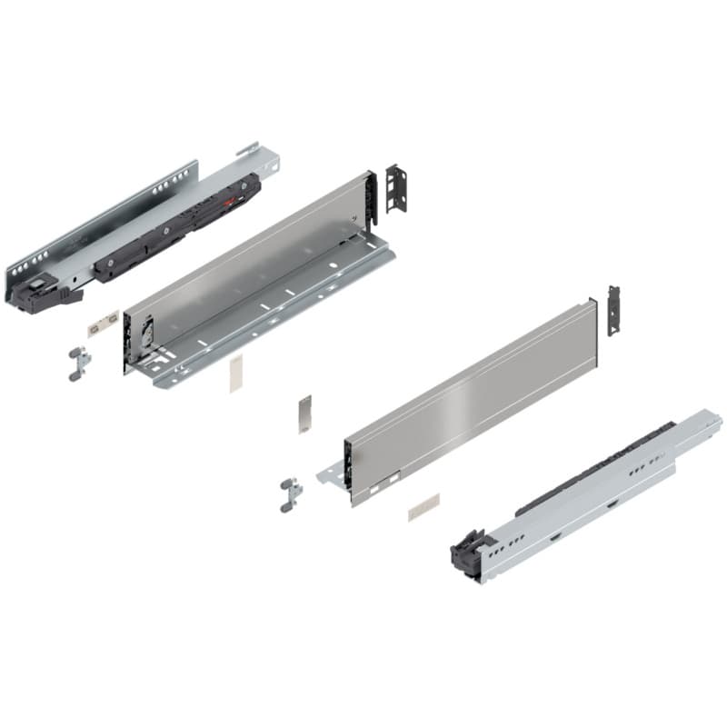 16" Legrabox Drawer System M Height, 3-9/16", 125lb Capacity Full-Extension with BLUMOTION, Stainless Steel
